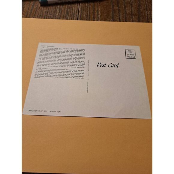 Vintage Benny Parsons #72 NASCAR Postcard STP GN Champ Racing Pictorial 5x7 - Picture 5 of 5